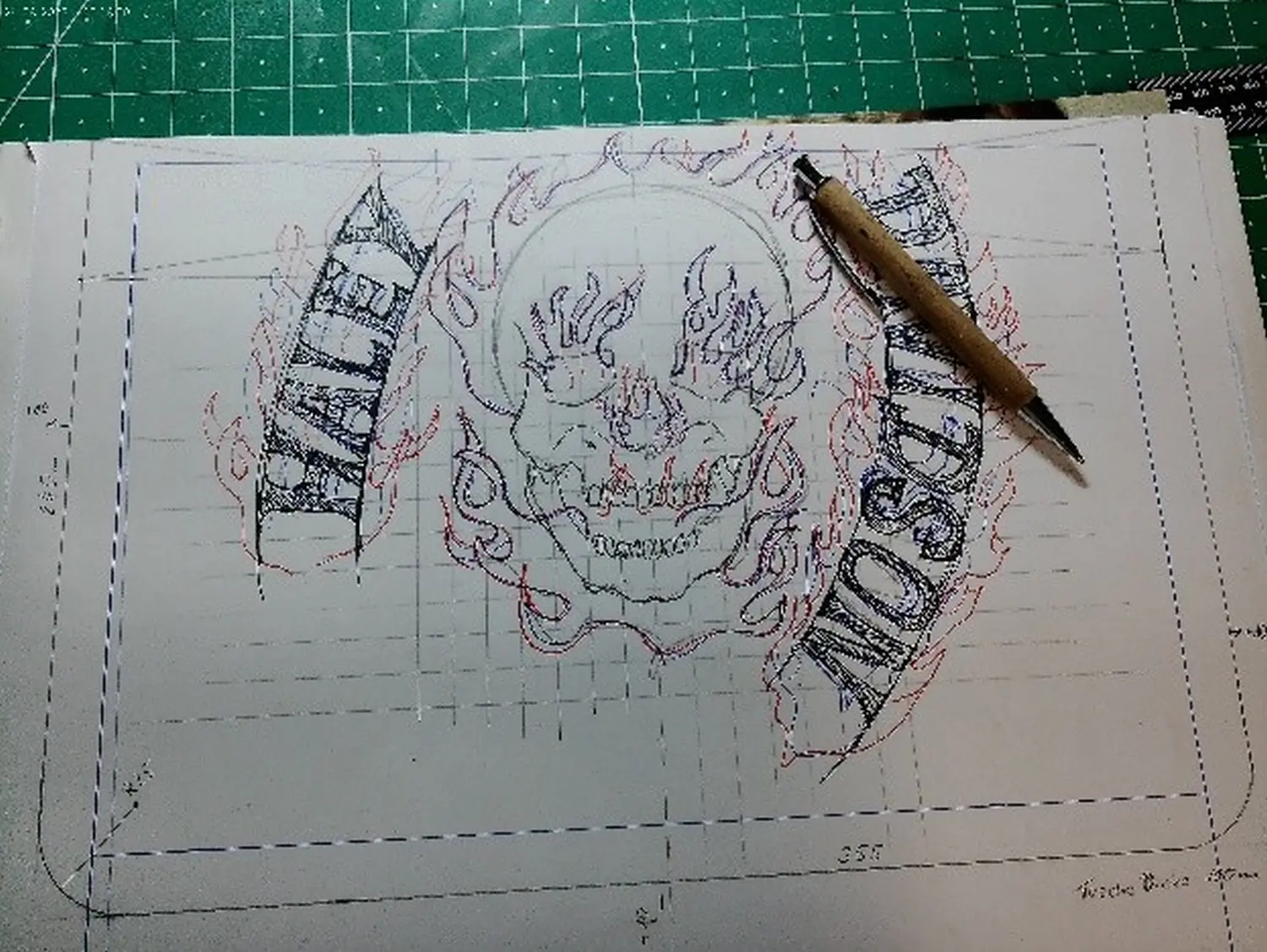 Da Leder Klopfa - Entwurf gezeichnet nach Abstimmung mit Kunden.